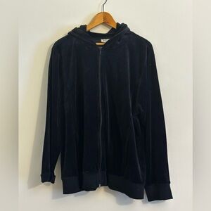 Kim Rogers Black Zip-Up Soft Velour Hoodie